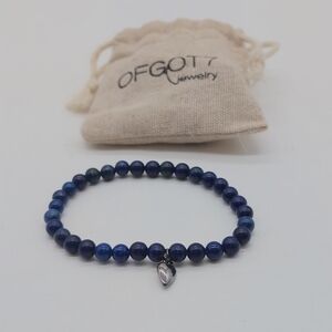 Lapis Blue Beaded Bracelet with Silver Charm Ofgott